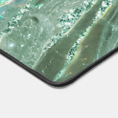 エレガントな翡翠グリーンのグリッター・ホログラフィックオパールマーブル デスクマット (コーナー)