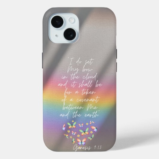 エレガントな聖書 �虹の写真 バタフライハート Case-Mate iPhoneケース (裏面)