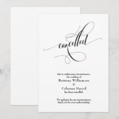 エレガントな脚本　結婚式中止のお知らせ 招待状 (正面/裏面)