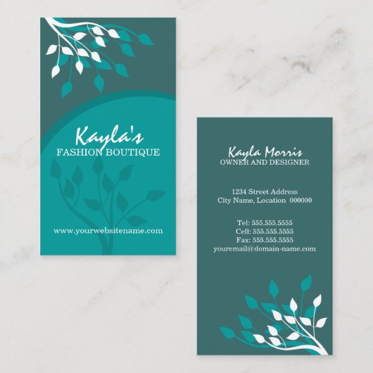 エレガントな自然のデザイン 名刺 (正面/裏面)