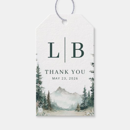 エレガントな自然をテーマにした感謝カード ギフトタグ (正面)