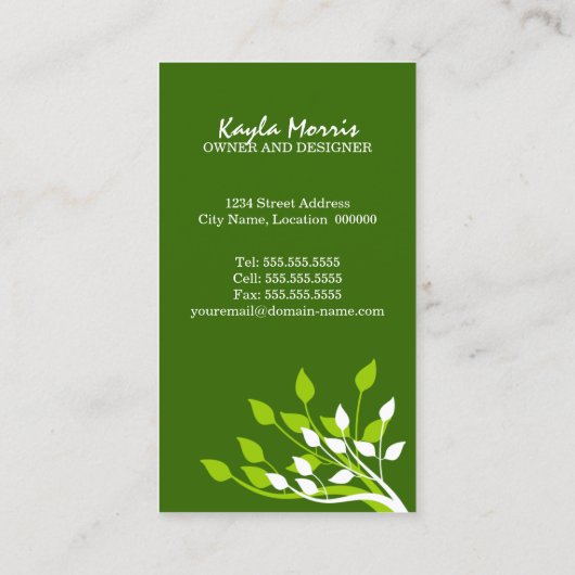 エレガントな自然 名刺 (裏面)