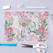 エレガントな自転車および花 薄葉紙 (クラフト)