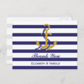 エレガントな航海ウェディング感謝 ポストカード (正面/裏面)