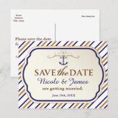 エレガントな航海ストライプの結婚式延期はがき 案内ポストカード (正面/裏面)
