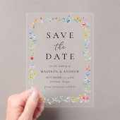エレガントな色とりどりの野の花の結婚式Save the Date アクリル招待状 (インサイチュ (ポータブル))