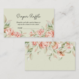 エレガントな芍薬のグリーンのベイビーシャワーディーパーラッフル エンクロージャーカード