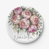 エレガントな芍薬の花束　ウェディング ペーパープレート (正面)