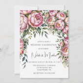 エレガントな芍薬の花束　ウェディング 招待状 (正面)