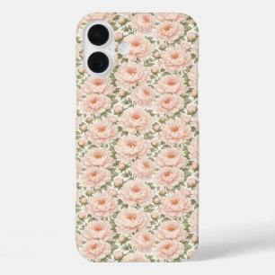 エレガントな芍薬の花柄 iPhone 16 PLUSケース