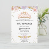 エレガントな花とティアラのキンセアニエラ 招待状 (スタンド正面)