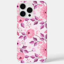 エレガントな花とピンクの花柄 iPhone 16 PRO MAXケース