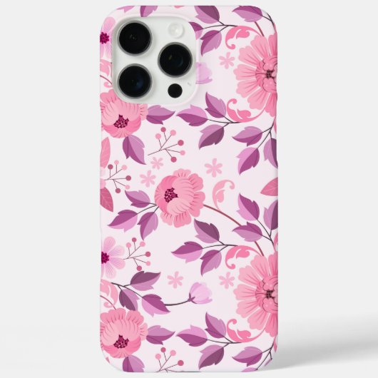 エレガントな花とピンクの花柄 Case-Mate iPhoneケース (裏面)