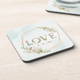 エレガントな花と緑とゴールド コースター