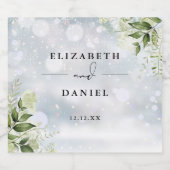 エレガントな花と緑のウィンターウェディング ビールラベル (シングルラベル)