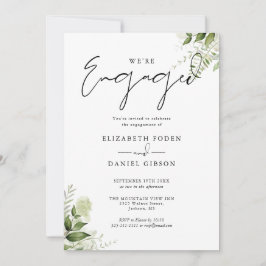 エレガントな花と緑のエンゲージメントパーティー 招待状
