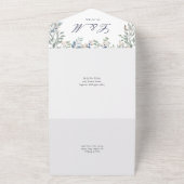 エレガントな花と緑のカスケード ウェディング オールインワン招待状 (外側)