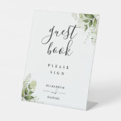 エレガントな花と緑のゲストブック 台座サイン (正面)