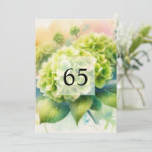 エレガントな花と緑の水彩の誕生日パーティー 招待状 (スタンド正面)
