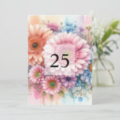 エレガントな花と緑の水彩の誕生日パーティー 招待状 (スタンド正面)