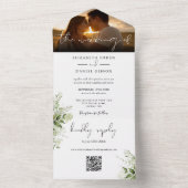 エレガントな花と緑のQRコード ウェディングフォト オールインワン招待状 (内側)