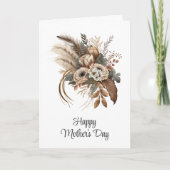 エレガントな花と葉と羽の母の日のカード カード (正面)