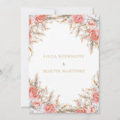 エレガントな花と葉のスペイン語 私たちの結婚式 招待状 (裏面)