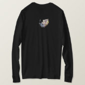 エレガントな花と葉のラインアート | ミニマル Tシャツ (デザイン裏面)