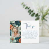 エレガントな花と葉の模様の写真　ありがとう ポストカード (スタンド正面)