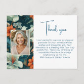 エレガントな花と葉の模様の写真　ありがとう ポストカード (正面)