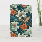 エレガントな花と葉の模様の写真　誕生日 サンキューカード (裏面)