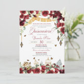 エレガントな花と蝶のキンセアニエラ V6 招待状 (スタンド正面)