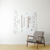 エレガントな花と蝶のブライダルシャワーウェルカム タペストリー (インサイチュ(横))