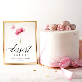 エレガントな花と蝶のブライダルシャワーサイン ポスター