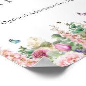 エレガントな花と蝶のブライダルシャワーサイン ポスター (角)