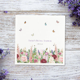 エレガントな花と蝶のブライダルシャワー スタンダードカクテルナプキン