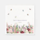 エレガントな花と蝶のブライダルシャワー スタンダードカクテルナプキン (正面)