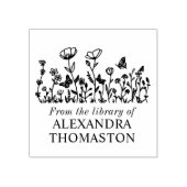 エレガントな花と蝶のライブラリーの本の名前 ラバースタンプ (インプリント)