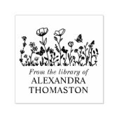 エレガントな花と蝶のライブラリーブック名 セルフインキングスタンプ (デザイン)
