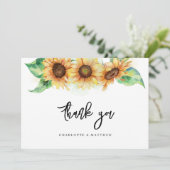 エレガントな花のひまわり ブライダルシャワー サンキューカード (スタンド正面)