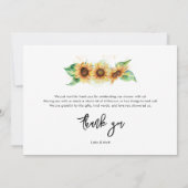 エレガントな花のひまわり ブライダルシャワー サンキューカード (裏面)