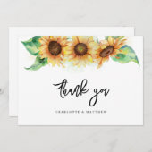 エレガントな花のひまわり ブライダルシャワー サンキューカード (正面/裏面)