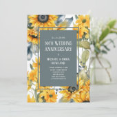 エレガントな花のひまわり 50周年結婚記念日 招待状 (スタンド正面)