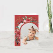 エレガントな花のアーチと写真 シーズンカード (正面)