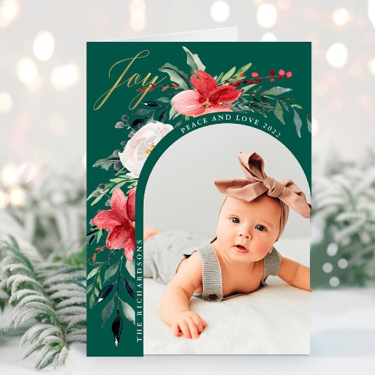 エレガントな花のアーチと写真 シーズンカード