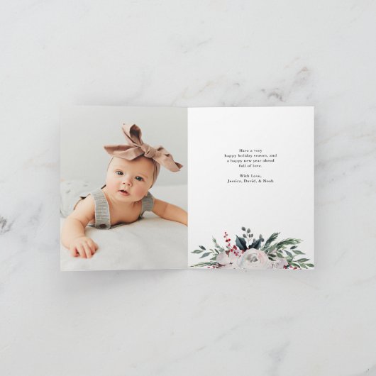 エレガントな花のアーチと写真 シーズンカード (内部)