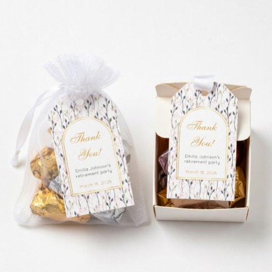 エレガントな花のアーチの退職パーティー ギフトタグ