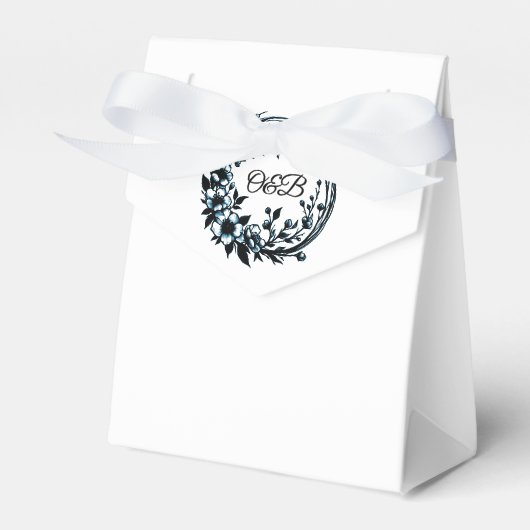 エレガントな花のイニシャル ウェディング フェイバーボックス (正面サイド)