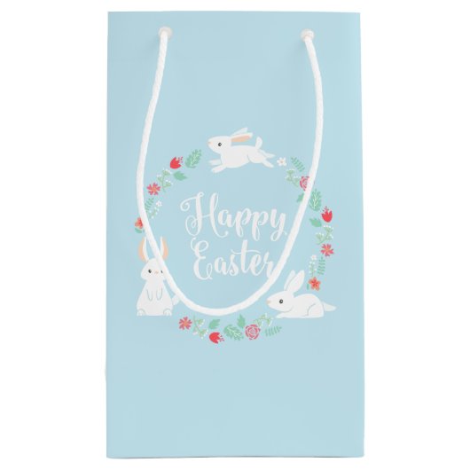 エレガントな花のイースターのウサギ|のギフトバッグ スモールペーパーバッグ (裏面)