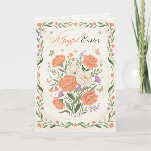 エレガントな花のイースター祝福 ブランシュ招待状 カード (正面)